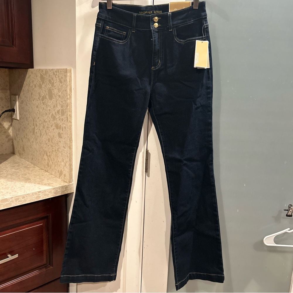 NWT Michael Kors Midnight Dark Wash Stretch Selma Bootcut Jeans - Size 6